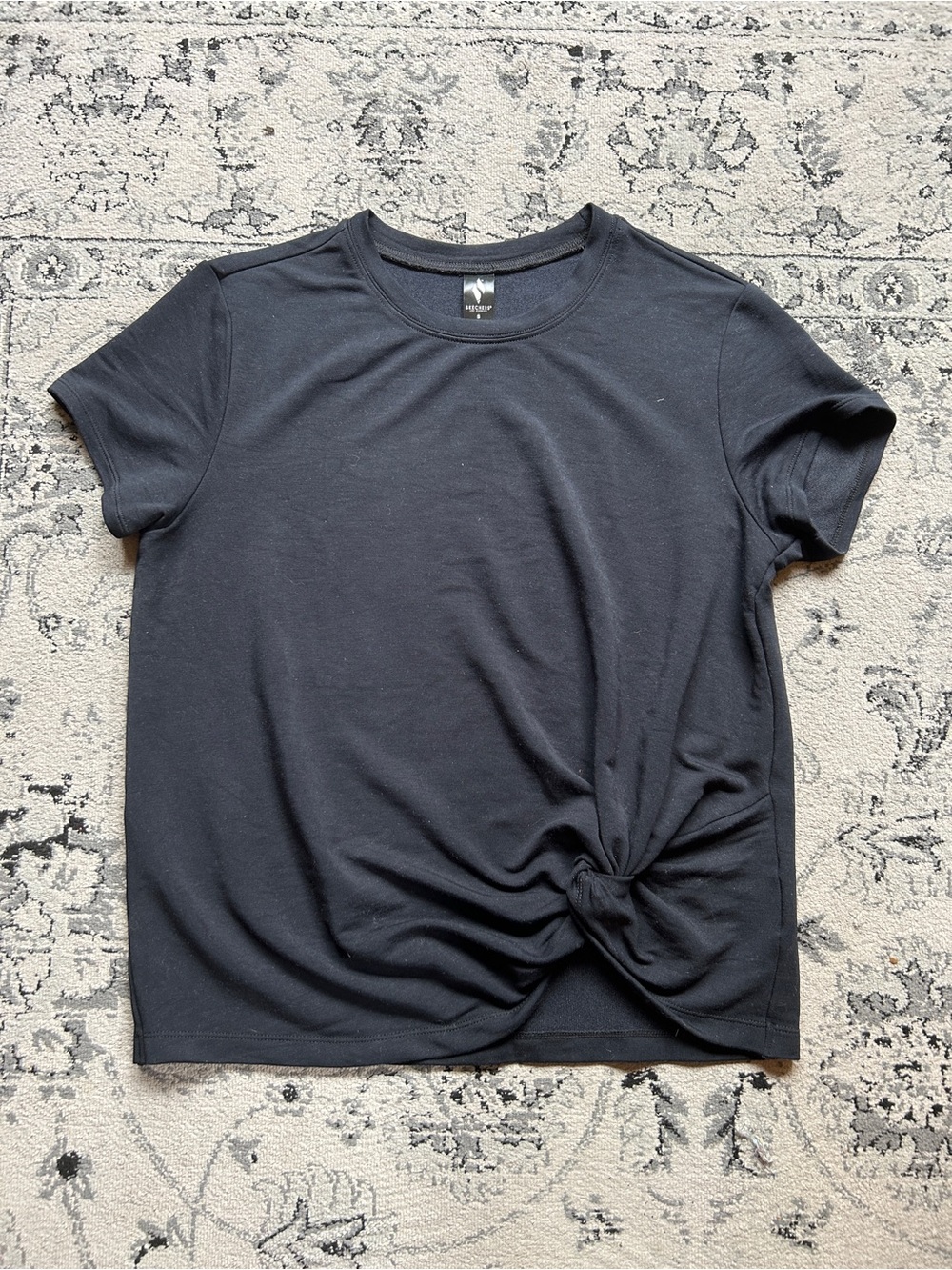 Skechers Black Short-Sleeve Knot-Front Crew Tee